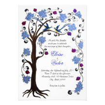 Arbre de bleu/de blanc du faire-part de mariage de