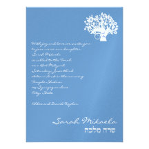 Arbre de bleu de Sarah Mikaela d'invitation de bat