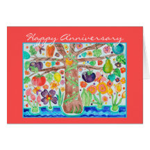 Arbre de carte d'anniversaire de mariage de la vie