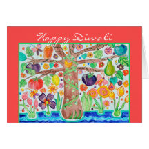 Arbre de carte de voeux de Diwali de la vie