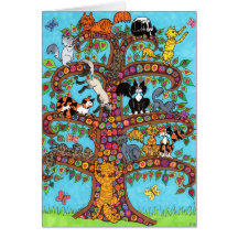 Arbre de chat de la vie 2 carte de vœux