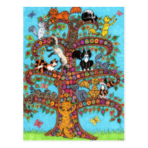 Arbre de chat de la vie 2 cartes postales