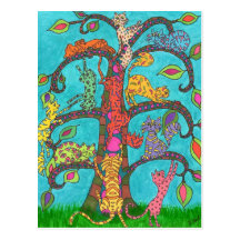 Arbre de chat de la vie cartes postales