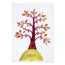 Arbre de coeur d'automne/automne de RSVP découpant Invitations Personnalisables