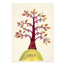 Arbre de coeur d'automne/automne de RSVP découpant Faire-part Personnalisés