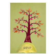 Arbre de coeur d'automne/automne de RSVP découpant Invitations Personnalisées