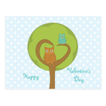 Arbre de coeur de hibou carte postale