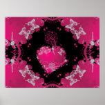 Arbre de coeur de l'amour et des papillons poster