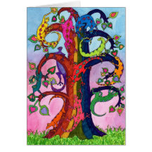 Arbre de Gecko de la vie Cartes De Vœux
