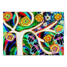 Arbre de Judaica Hamsa de la vie en ivoire Carte