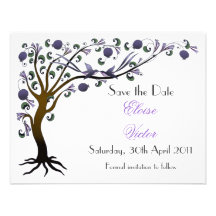 Arbre de la vie (mauve) - faites gagner la date invitation personnalisable