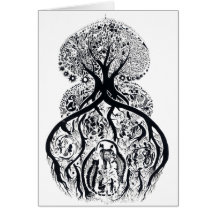 ARBRE de la VIE - noir et blanc Carte De Vœux