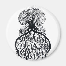 ARBRE de la VIE - noir et blanc Aimants Pour Réfrigérateur