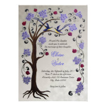 Arbre de lavande/d'argent du faire-part de mariage