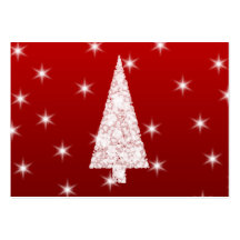 Arbre de Noël blanc avec des étoiles sur le rouge Modèle De Carte De Visite