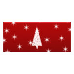 Arbre de Noël blanc avec des étoiles sur le rouge Bristol Personnalisé