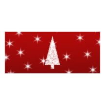 Arbre de Noël blanc avec des étoiles sur le rouge Bristol Personnalisé