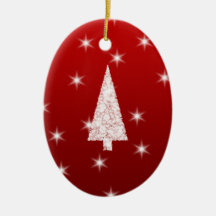 Arbre de Noël blanc avec des étoiles sur le rouge Décoration De Noël