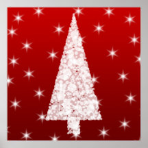 Arbre de Noël blanc avec des étoiles sur le rouge Posters