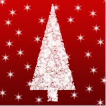 Arbre de Noël blanc avec des étoiles sur le rouge Découpage En Acrylique