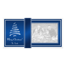 Arbre de Noël de remous dans le carte photo bleu e Cartes De Vœux Avec Photo