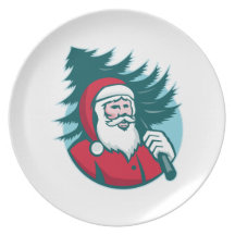 Arbre de Noël de transport du père noël rétro Assiettes Pour Soirée