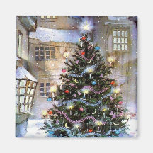 Arbre de Noël sur la rue Magnets Pour Réfrigérateur
