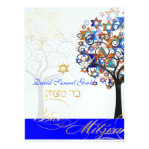 Arbre de PixDezines de la vie+étoiles, barre Mitzv Invitation Personnalisable