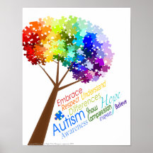 Arbre de puzzle avec l'affiche de sensibilisation 
