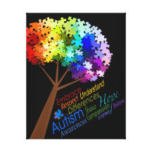 Arbre de puzzle d'arc-en-ciel de sensibilisation s toiles tendues