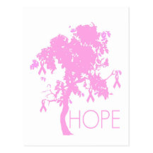 Arbre de ruban rose d'espoir cartes postales