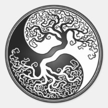Arbre de Yin Yang Autocollant Rond