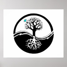 Arbre de Yin Yang de noir et de blanc de la vie Posters