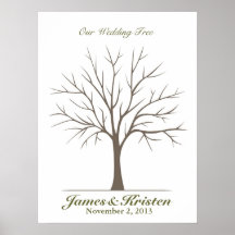 Arbre d'empreinte digitale de mariage - classique posters