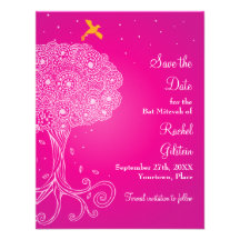 Arbre des économies de bat mitzvah de rose de la v invitations