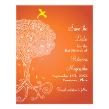 Arbre des économies oranges de bat mitzvah de la v faire-parts