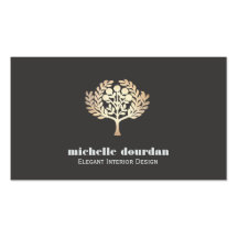 Arbre élégant de feuille d'or de Faux de design d' Carte De Visite