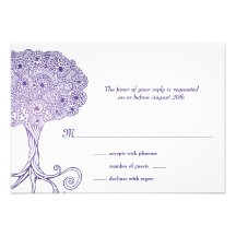Arbre fleuri du bat mitzvah pourpre RSVP de la vie Invitations