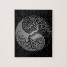 Arbre foncé de Yin Yang Puzzle Avec Photo