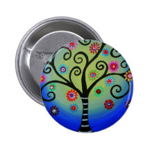 Arbre lunatique de la peinture de la vie badges