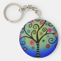 Arbre lunatique de la peinture de la vie porte-clés