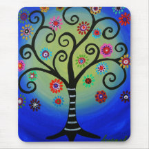Arbre lunatique de la peinture de la vie tapis de souris