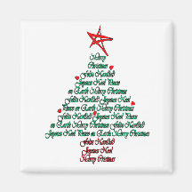 Arbre natal de Feliz de carte multilingue de Chist Magnets