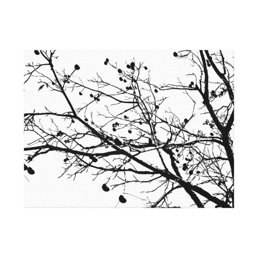 Arbre noir et blanc d'hiver impression sur toile
