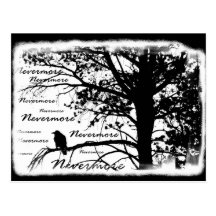 Arbre noir et de blanc plus jamais de Raven de sil Cartes Postales