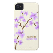 Arbre pourpre de fleurs de cerisier coques iPhone 4 Case-Mate