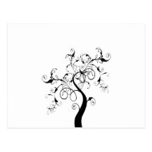 Arbre romantique tourbillonnant carte postale