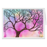 Arbre sur le vélin avec l'arrière - plan d'aquarel cartes de vœux