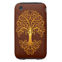Arbre tribal, rouge d'or coques iPhone 3 tough 
