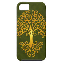 Arbre tribal, vert d'or coque iPhone 5 Case-Mate